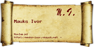 Mauks Ivor névjegykártya